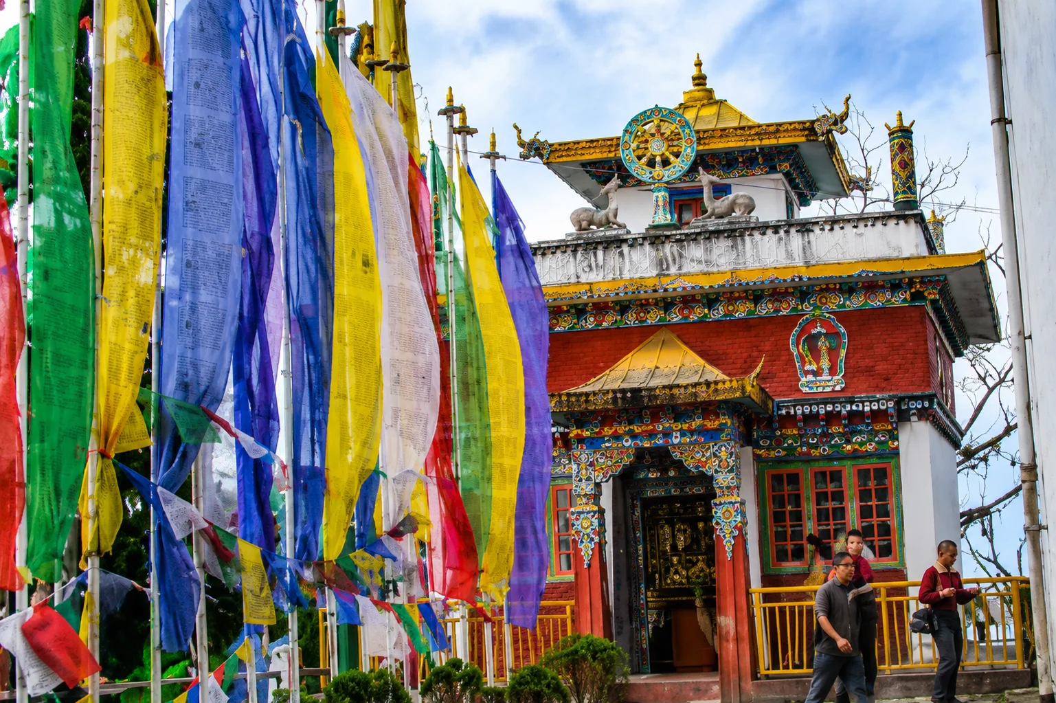 Sikkim budget trip — Rumtek Monastery with prayer flags, the largest monastery in Sikkim